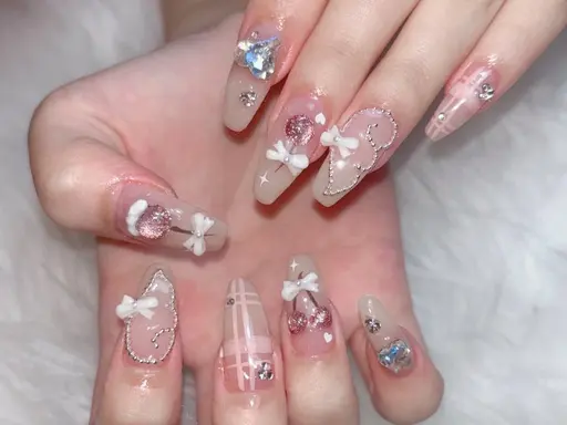 ✨チップ長さだし✨持ち込みシンプルデザイン🌟パーツ付け放題🌟