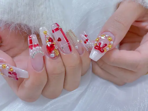 🌹🌹🌈【スカルプ長さ出し】10本高級パーツ付け放題コース【オフなし】