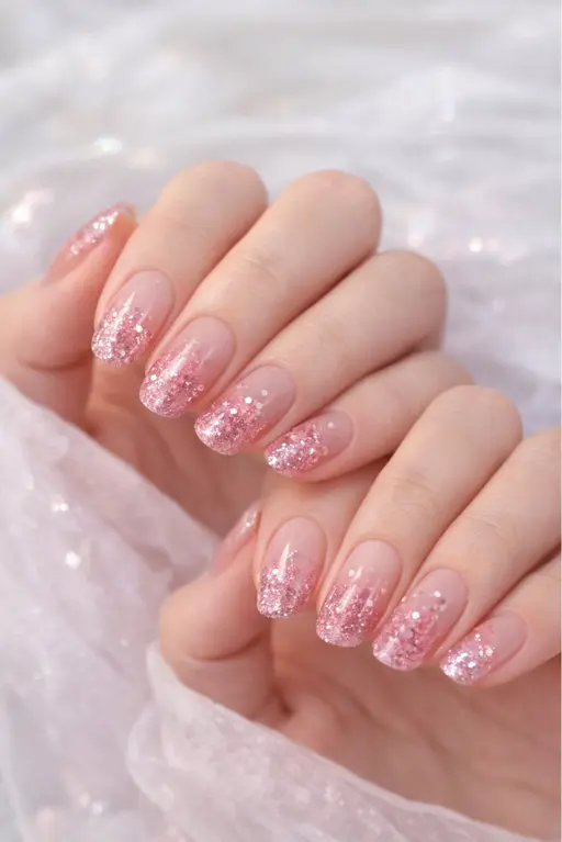 【ラメグラデーション】韓国っぽ透け感ネイル✨ソフトジェルオフ無料