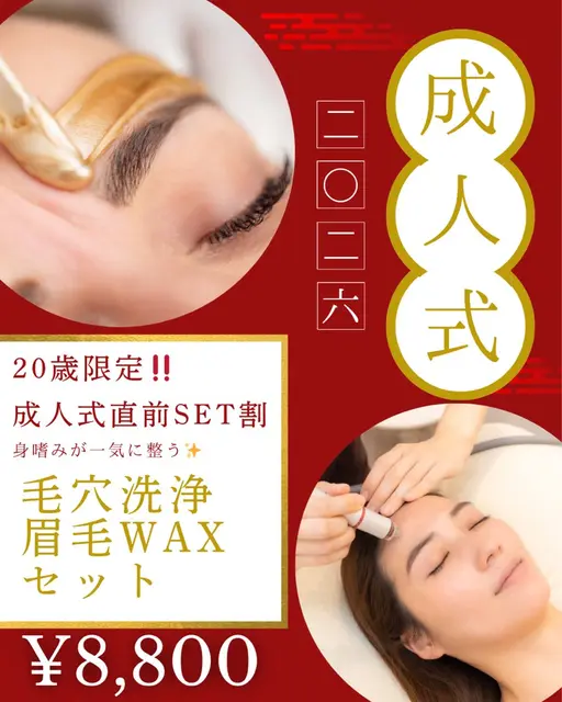 【成人式直前割】眉毛WAX・毛穴洗浄セット垢抜けにも◎(今年20歳の方限定)