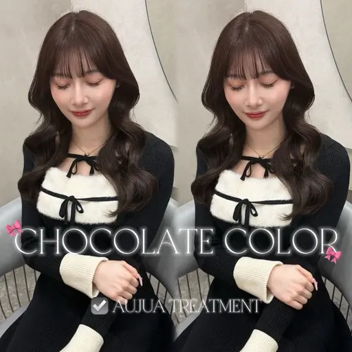 ☑️当日のみ💕艶カラー✨【 ワンカラー+𝑨𝒖𝒋𝒖𝒂トリートメント4STEP超音波付き 】ロング料金なし🪄
