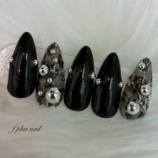 旬のレースネイル🖤ワンカラーの色替OK、パーツ込オフあり/なし/現金支払いのみ