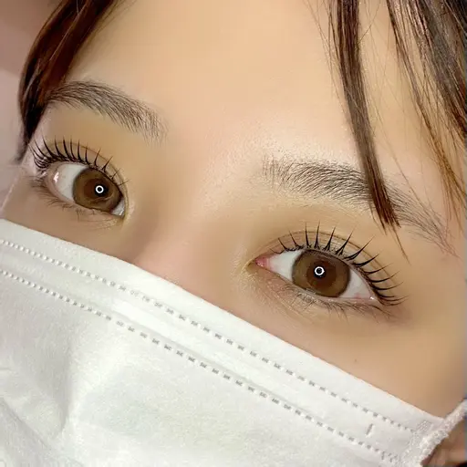 【エクパ】　束感まつエク＆パーマ　LEDフラットラッシュ80本