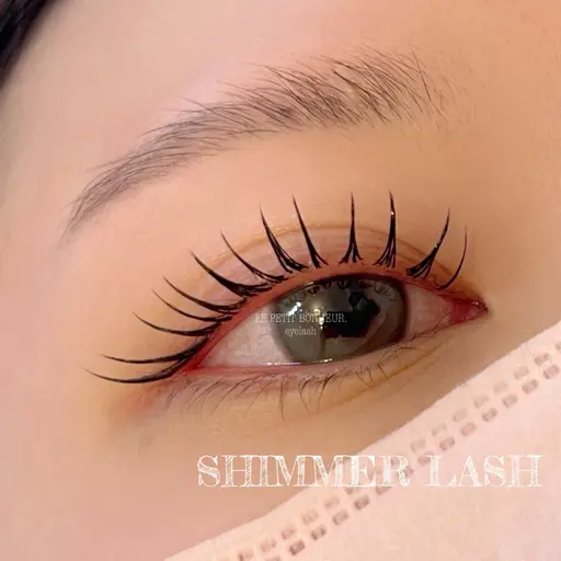 💚シマーラッシュ💚LEDエクステ100本＋パーマ/フラットラッシュ/付け足し不可/オフ無料/ブラウン変更可