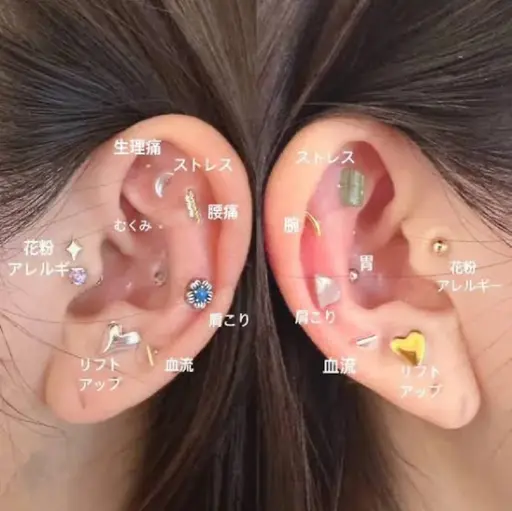 耳ツボジュエリー認定店舗★耳つぼジュエリー✨耳ツボ1組(6粒)体験🎀低刺激シール✨