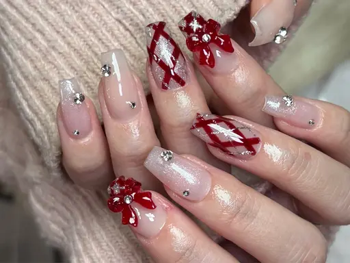 自爪シンプルアート10本やり放題🎀持ち込み可（ガーリー💕ワンホン✨）¥9350