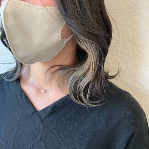 【チラッと可愛い🩵】インナーカラー(ブリーチあり)+全体カラー