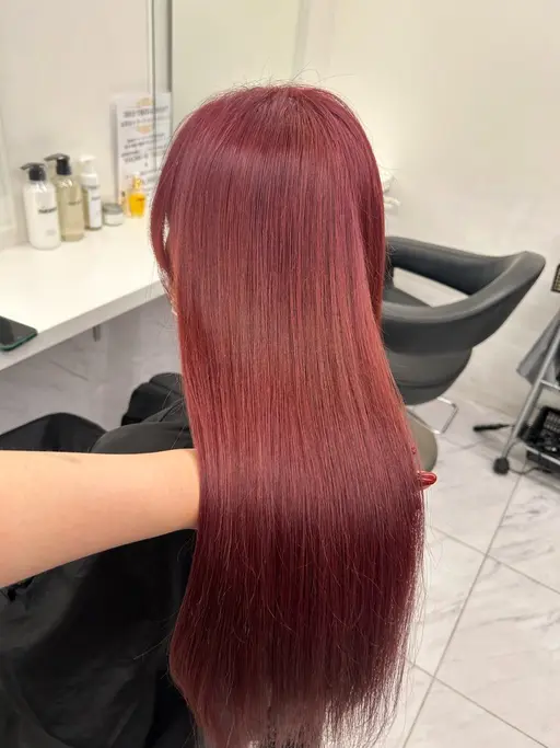 🍒ワンカラーで作る暖色カラー(ワインレッドチェリーレッド)🍒髪質改善付き🌹💕✨