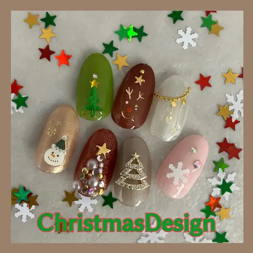 クリスマスネイル🎄❤️ワンカラー+選べるアート💚フットもOK(オフあり)