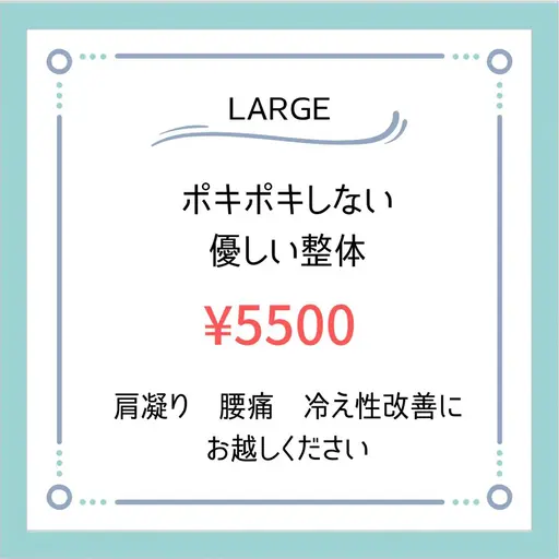 ポキポキしない痛くない整体✨ メンズ可