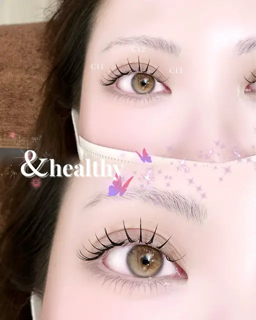 【 下がりまつげの方にオススメ！パーマ×マツエク】&healthy アンドヘルシー100本🤍