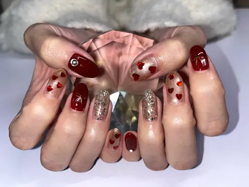 バレンタインネイル【オフ込み】➕パラフィンパック🖐️