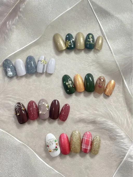 クリスマスデザイン🎄✨お好きなデザイン選択可能！両手で4本までデザインOK！カラー変更可能！