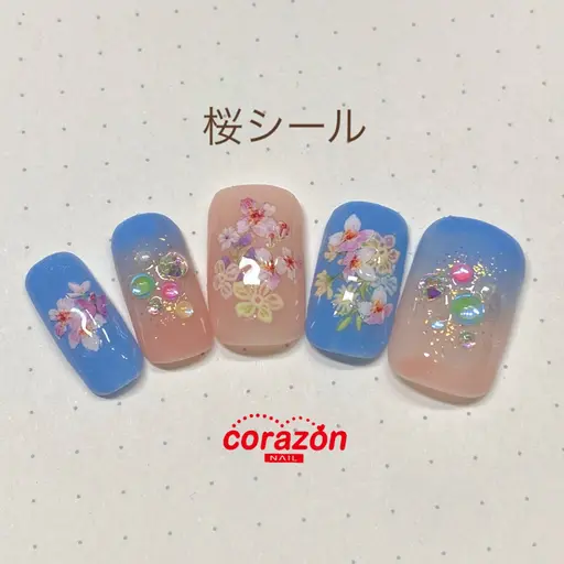 ネイルアートモデル【桜シール】コース※来店時のオフ無料※ケア込※¥6000