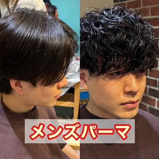 新天地でスタイル収集特別料金🥇無造作パーマ限定🥇メンズカット+無造作パーマ(シャドウパーマ、スペインカールなど)