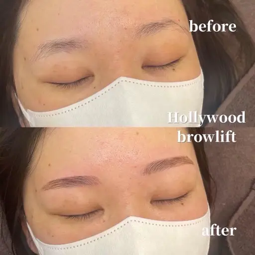 💛 HBL（ハリウッドブロウリフト）眉毛にパーマをかけ、毛流れを整え立体的な美しい眉に仕上げます。※間引き・眉メイク込