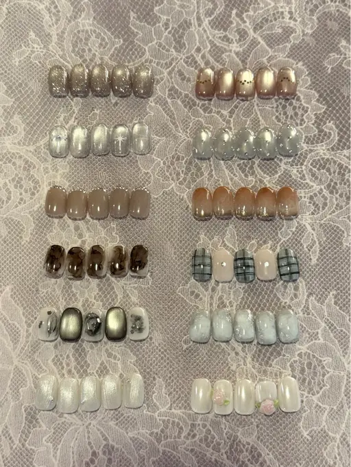 【ジェルオフなし】12日まで限定30%割引‼️華やかなデザインがしたい方へ🤍定額デザインプラスコース¥7,700