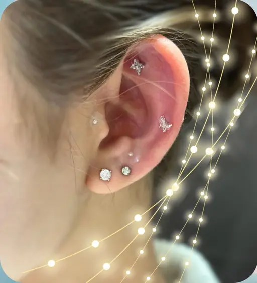 耳つぼジュエリー8粒+flat4粒コース＆血行促進マッサージ✨️自律神経の乱れ・つらい肩こり腰痛にも耳からアプローチ♥️