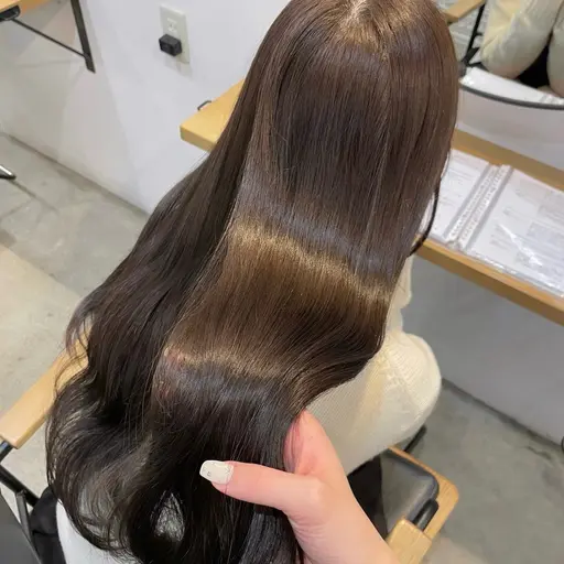 【乾かすだけで艶髪に🌟】カット＋髪質改善カラー＋酸性ストレート＋Tr🫧