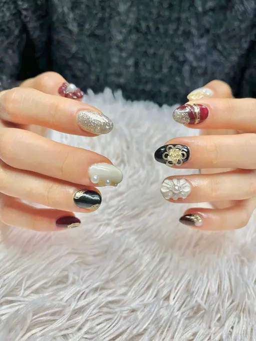 成人式ネイル💅長さだし込み✨