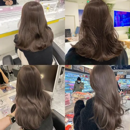 🌟人気No.1🌟透明感ブリーチなしカラー+カット+高濃度tr オリーブベージュ ブリーチ無しダブルカラー