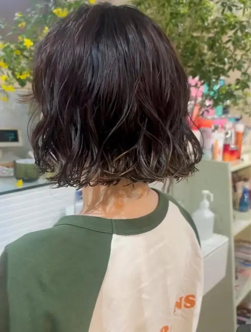 🌀朝がラク✨️【小顔レイヤーボブ×ふんわりパーマ】カット＋パーマ