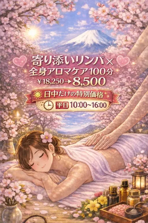 【🌄平日お昼10～16限定🌄】💖とろけるリンパ×全身アロマ💖100分￥18,250→￥8,500