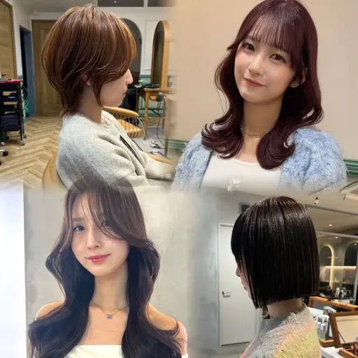 25日~30日🌈カット✨＋低ダメージカラー💛＋高保湿Tr🫧ショート/ボブ/ミディアム/ロング/レイヤーカット/韓国