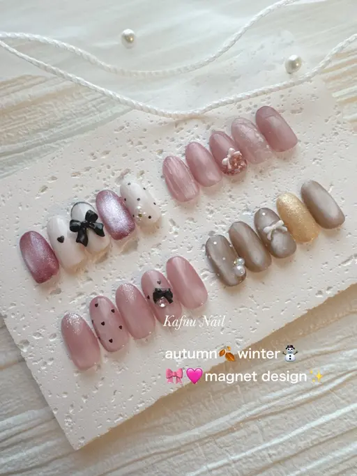 ✨秋冬・🎀♡マグネットデザインコース【他店オフ込み】5500円（リボンのサイズ、種類変更可能！）