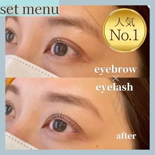 🎀SET割🎀【人気No.1メニュー♪オプション2つ無料!】まつげパーマ+眉毛ワックス 通常¥10,000>7,100