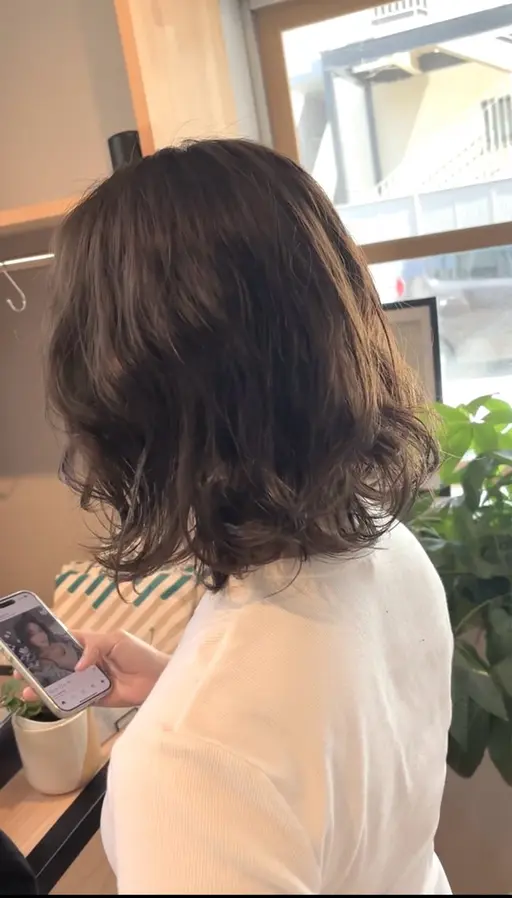 カット＋コテ巻き風パーマ（デジタルパーマ）