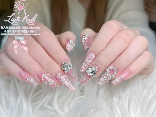 長さだしか自爪ジェルネイル10本アート2本パーツ大きいパーツ2個ストーンは10個まで¥6000オフ無料