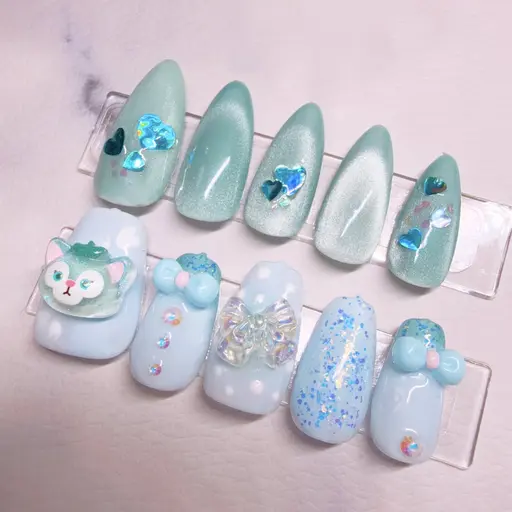人気NO1🉐【オフなし】💎10本パーツつけ放題✨イベント・推し活ネイルにもおすすめ！自由にアレンジOK!