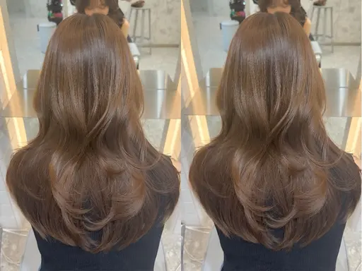 【✨うる艶美髪カラー✨】フルカラー+1 stepトリートメント【トレンド巻き仕上げ🩰】ロング料金なし🌙*゚