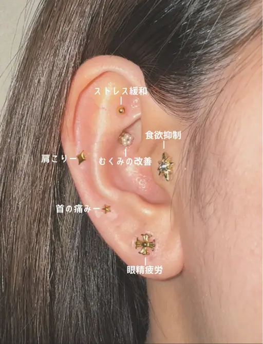 👂耳つぼjewelry💎10粒(片耳5粒ずつ)＋1粒プレゼント🎁/マッサージ付き/