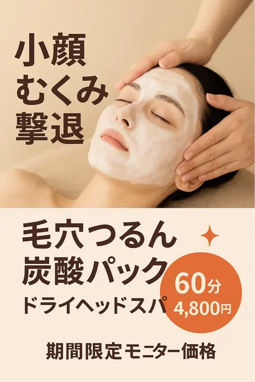 🎀モニターさん限定🎀むくみ撃退＆毛穴つるん✨️最強ハリツヤ✨️炭酸パック「カーボキシー」＋オールハンドヘッドスパ