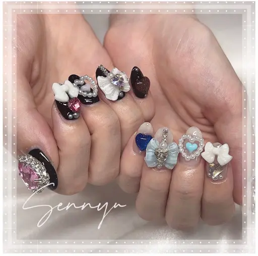 当店イチオシ🎀チップ長出し持ち込みデザイン⭐️やり放題💖パーツ/ストーン/シールつけ放題＋ハンドケア