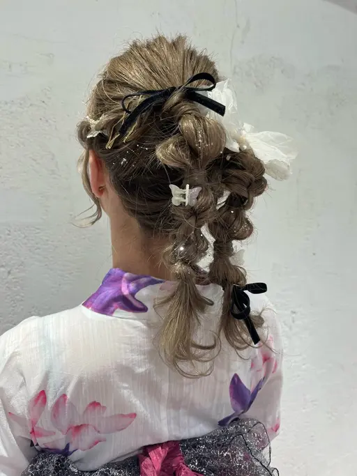 🌻🫧8/4限定🌻🫧浴衣の着付け➕ヘアアレンジ(リボン･金箔 各¥550でお付けできます)¥11000→¥6600