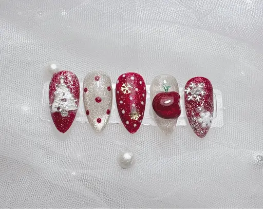 🎄12月特別限定3Dクリスマスネイル💅カラー変更可✨初回ソフトジェルオフ込み🔥