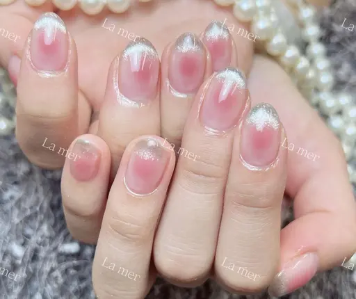 💖ハンド💖チップ長さだし10本+マグネットフレンチ＋チークネイル　(シェルオフあり＋500円）