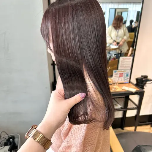 🫧🎗️カット＋ダメージレスカラー＋艶トリートメント🎗️🫧（ロング料金別）