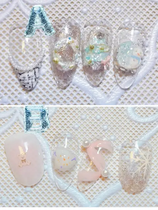 【聖夜限定🎄】Aから1本・Bから1本選べる♡透明感×冬ネイルコース