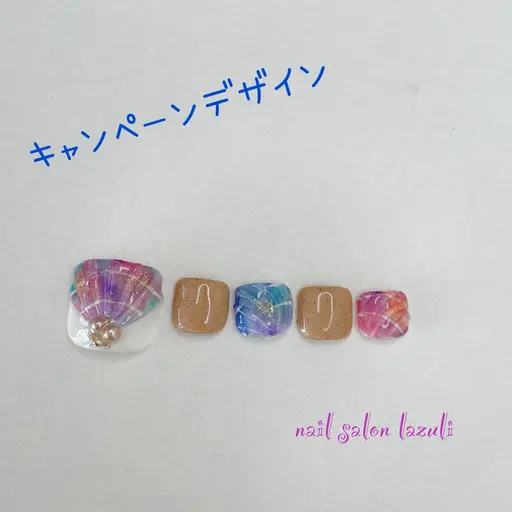 【FOOT】デザイン代¥0❣️ベーシックケア＋ジェルデザイン＊他店オフ無料