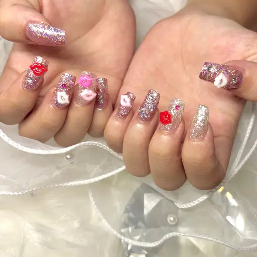 長さ出し込みワンカラー、ラメグラ💞