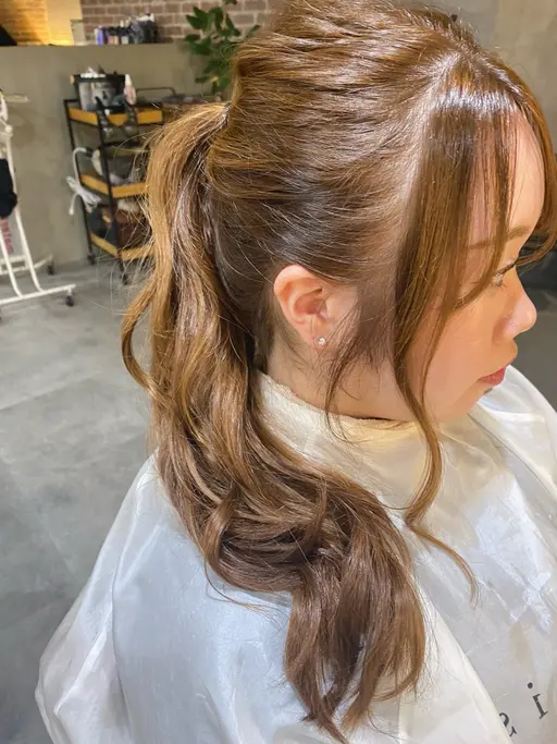 透明感カラー + クイックトリートメント + 簡単アレンジ仕上げ🎀