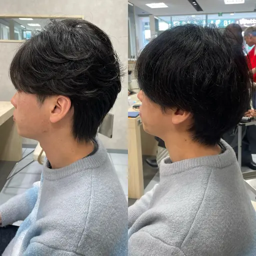 🆕【韓国スタイル男子必見】🌀襟足の浮き悩みを解決する✨ダウンパーマ  (メンズカット＋ダウンパーマ)
