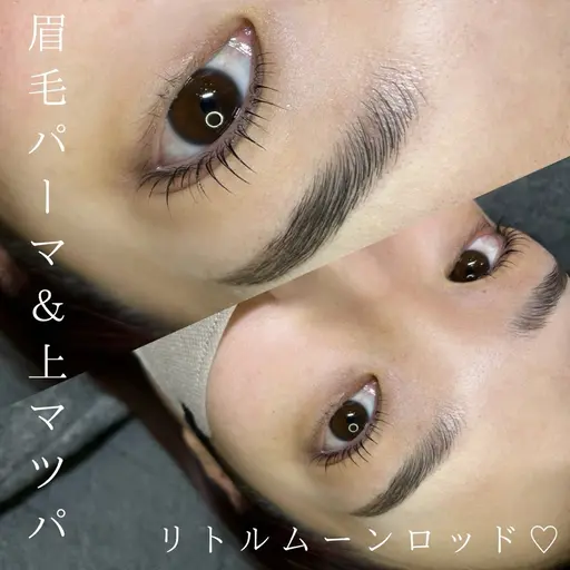 8/21​〜​8/29限定お得クーポン🉐上まつ毛パーマ＋眉毛メニュー¥9,000🤍(美眉スタイリングwaxか眉毛パーマ)