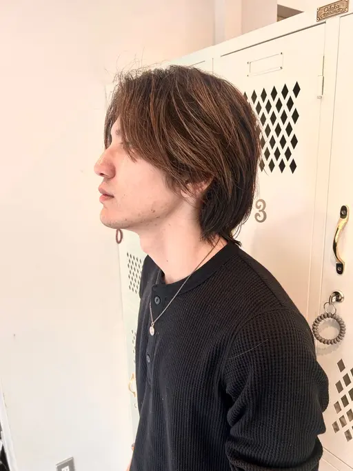 【メンズカットモデル 👔韓国風ミディアムスタイルはこちら！🧑🏻‍🦱✨】ボブウルフ/メンズボブ/襟足長め🐺