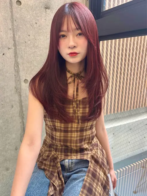 ◆憧れの韓国ヘアに🇰🇷◆ 小顔矯正カット+艶カラー+ケアトリートメント🤎（#レイヤーカット#ハッシュカット）