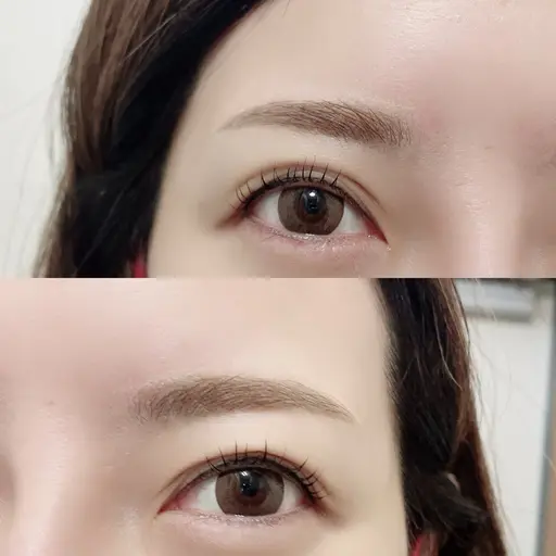 まつ毛パーマ×眉スタイリング、眉額ワックス